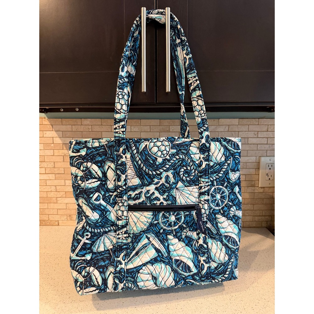 Vera Bradley Shore Enough Small Tote Ocean Vacation Bag Blue Sea Shell Anchor